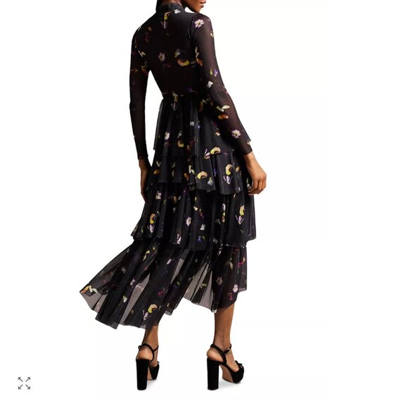 Ted Baker Mirande Midi Dress in Black sz 2 (US 6) - Picture 2 of 6